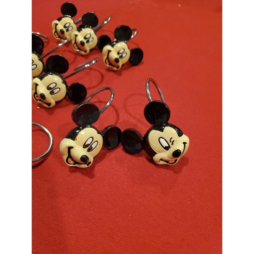 Disney Mickey Mouse Head Shower Hooks Red, White,‎ Black Set Of 11